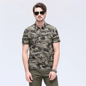 Камуфляжная солдатская футболка с короткими рукавами и отворотом, Летняя повседневная нижняя рубашка из дышащего 95% хлопка, Уличная мужская одежда