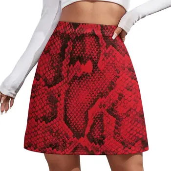 Красная Мини-юбка из Змеиной кожи, Короткая юбка, женская Юбка, брюки, женские юбки, платья, летняя женщина 2023